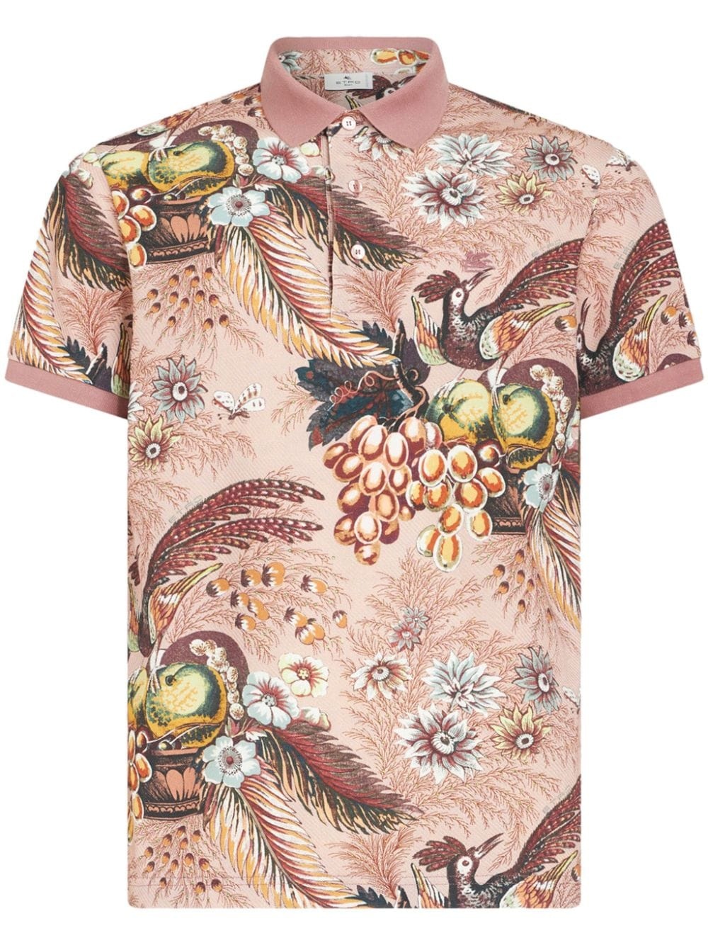 floral-print cotton polo shirt - 1