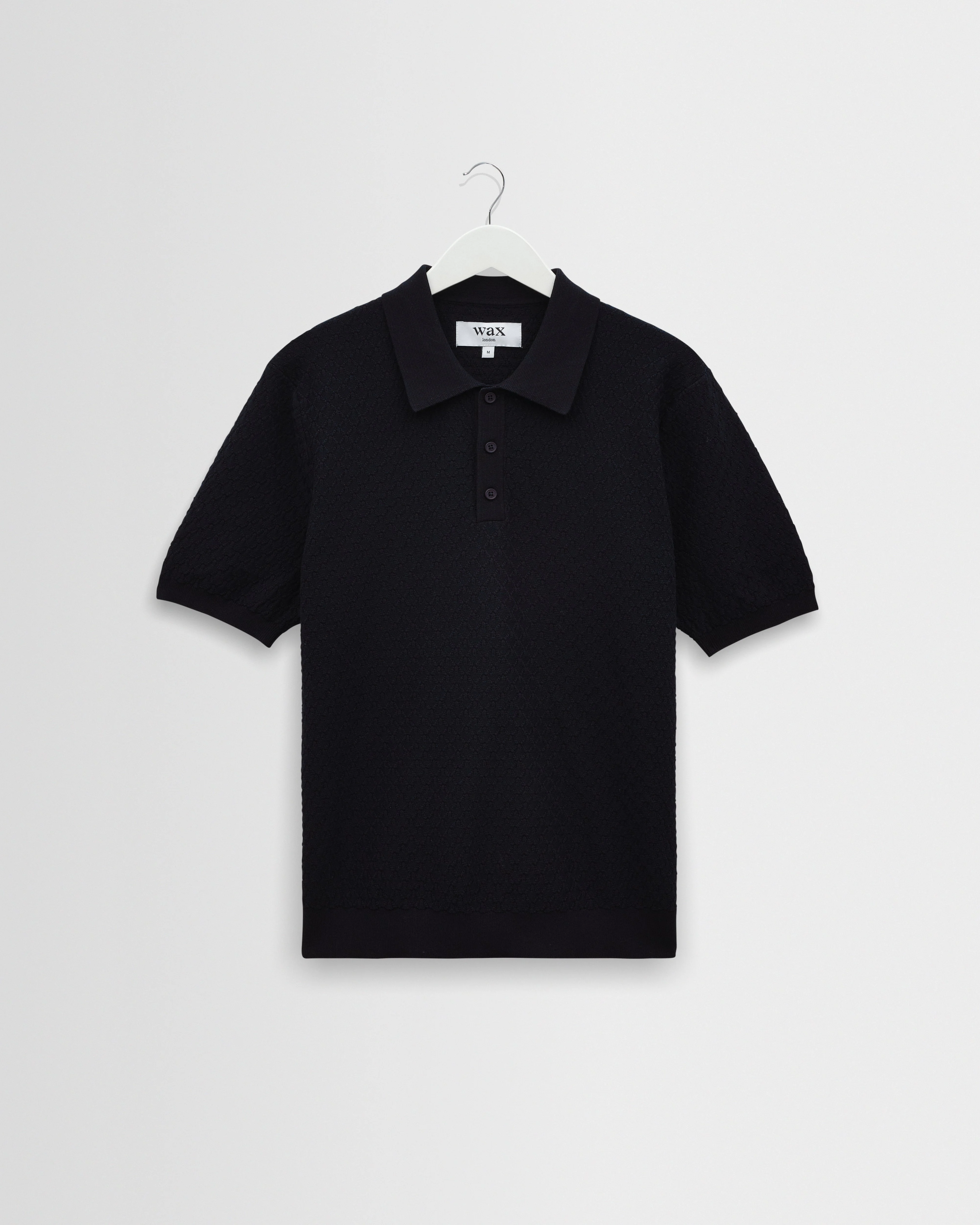Naples - Navy Retro Diamond Knitted Polo - 1