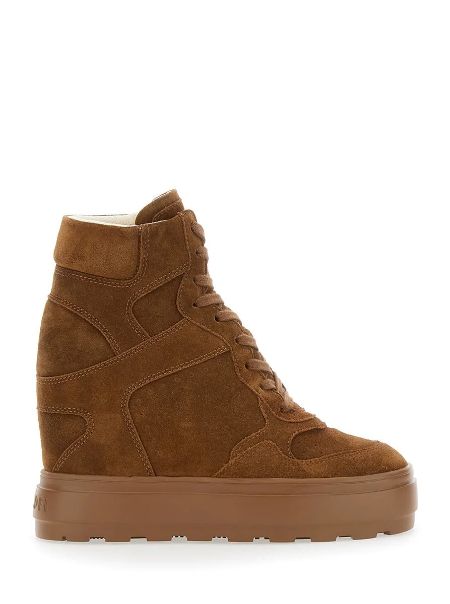 Casadei Brown Wedge Sneakers With Back Logo In Suede Woman - 1
