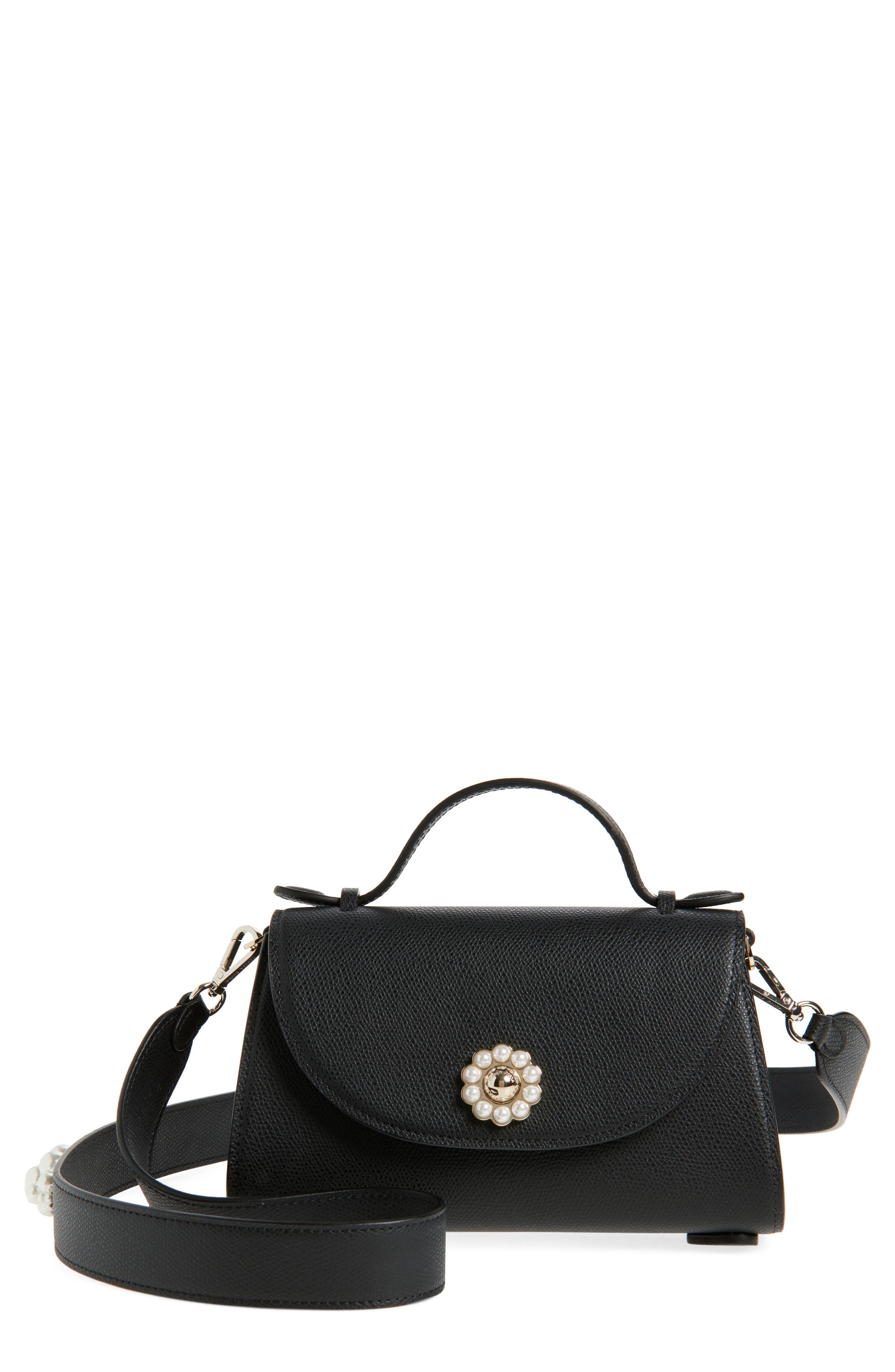Simone Rocha Pochette Valentine Leather Crossbody Bag in Black/Pearl at Nordstrom - 1