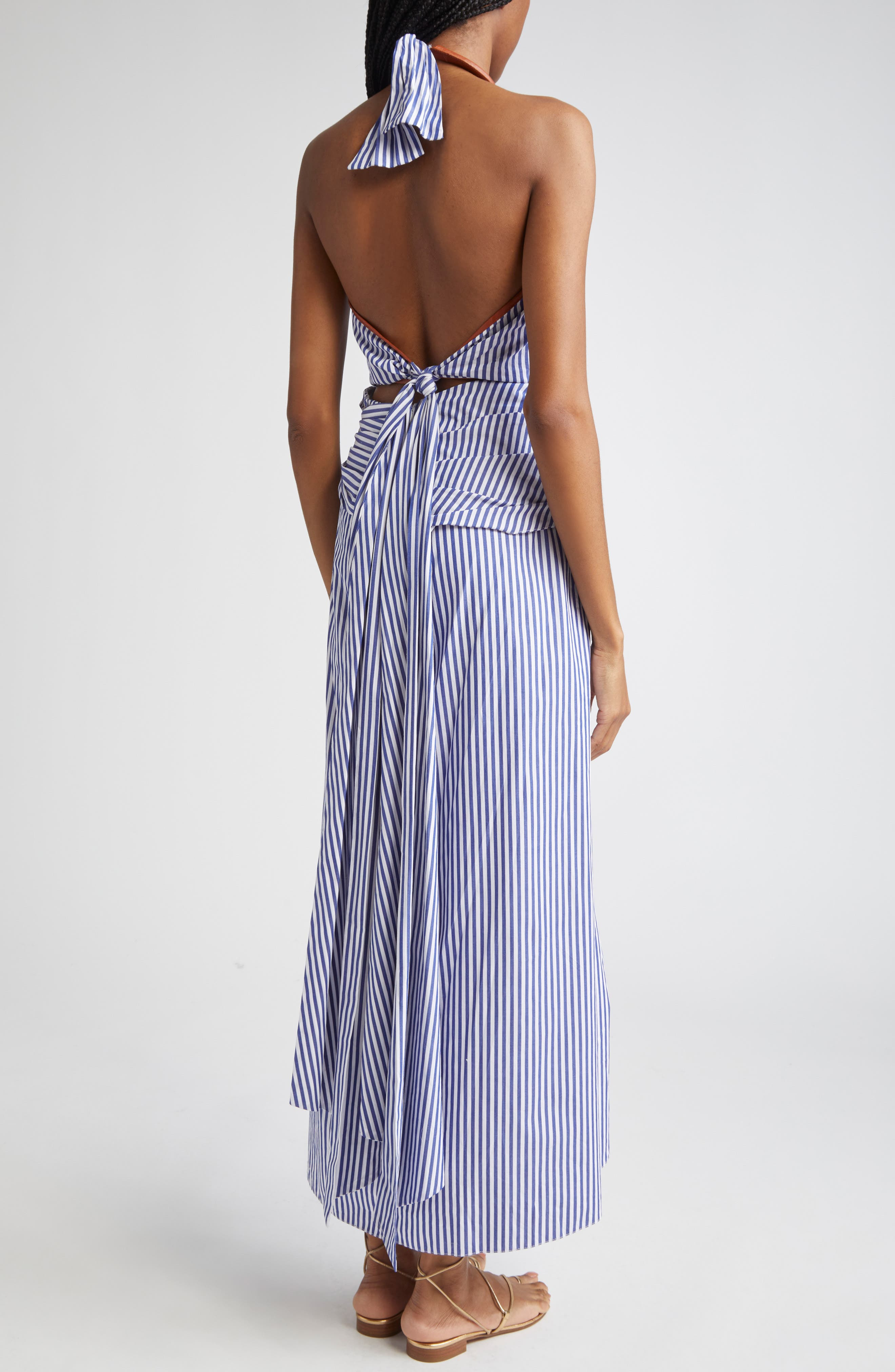 Johanna Ortiz Centro Del Cielo Stripe Halter Dress in Off White /Blue at Nordstrom - 2
