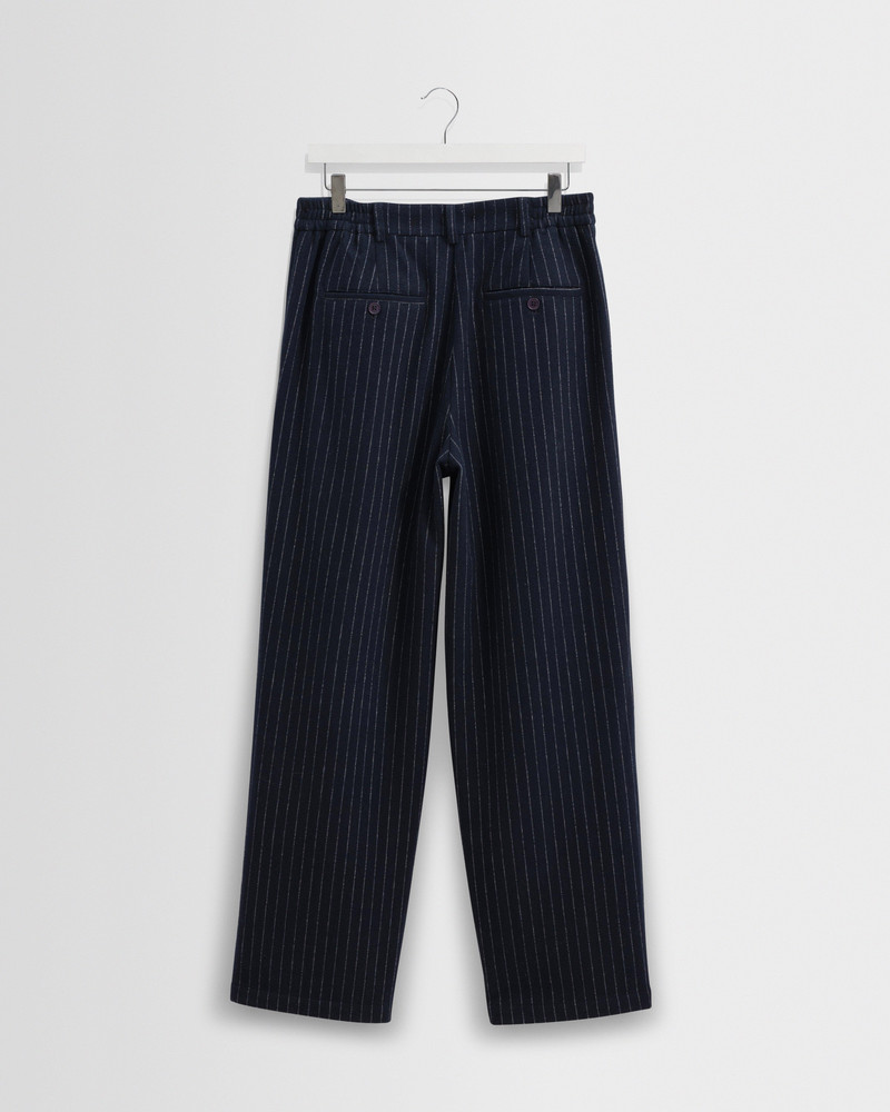 Malham - Navy Pinstripe Wool Trousers 8
