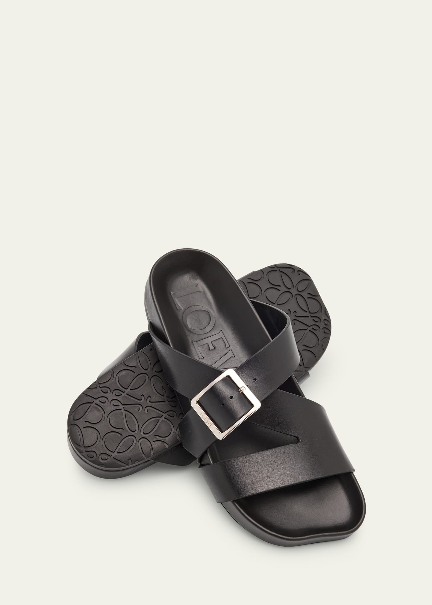 Men's Ease Calfskin Buckle Slide Sandals - 6