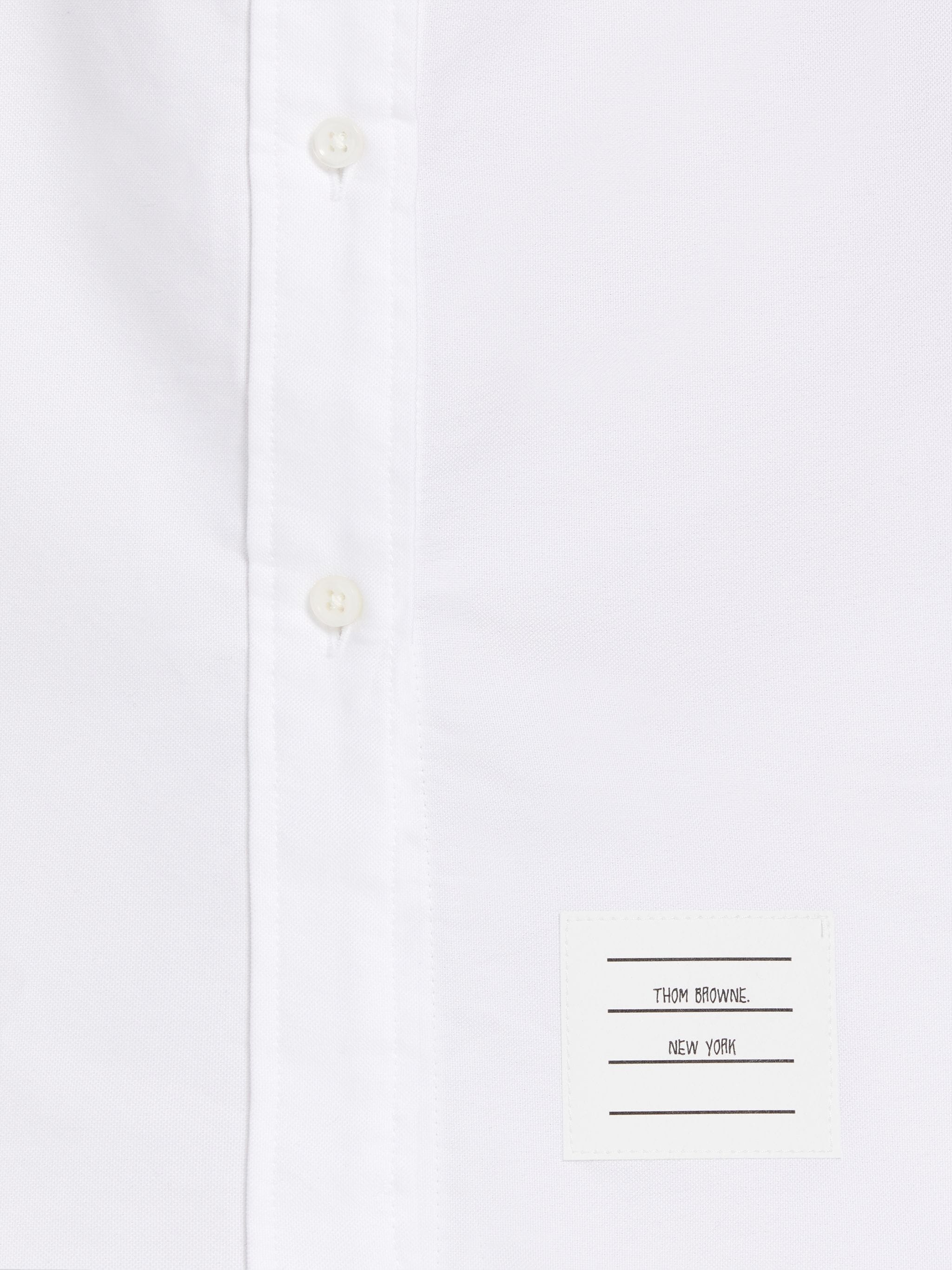 White Oxford Button Down Long-sleeved Classic Shirtdress With Tie - 6