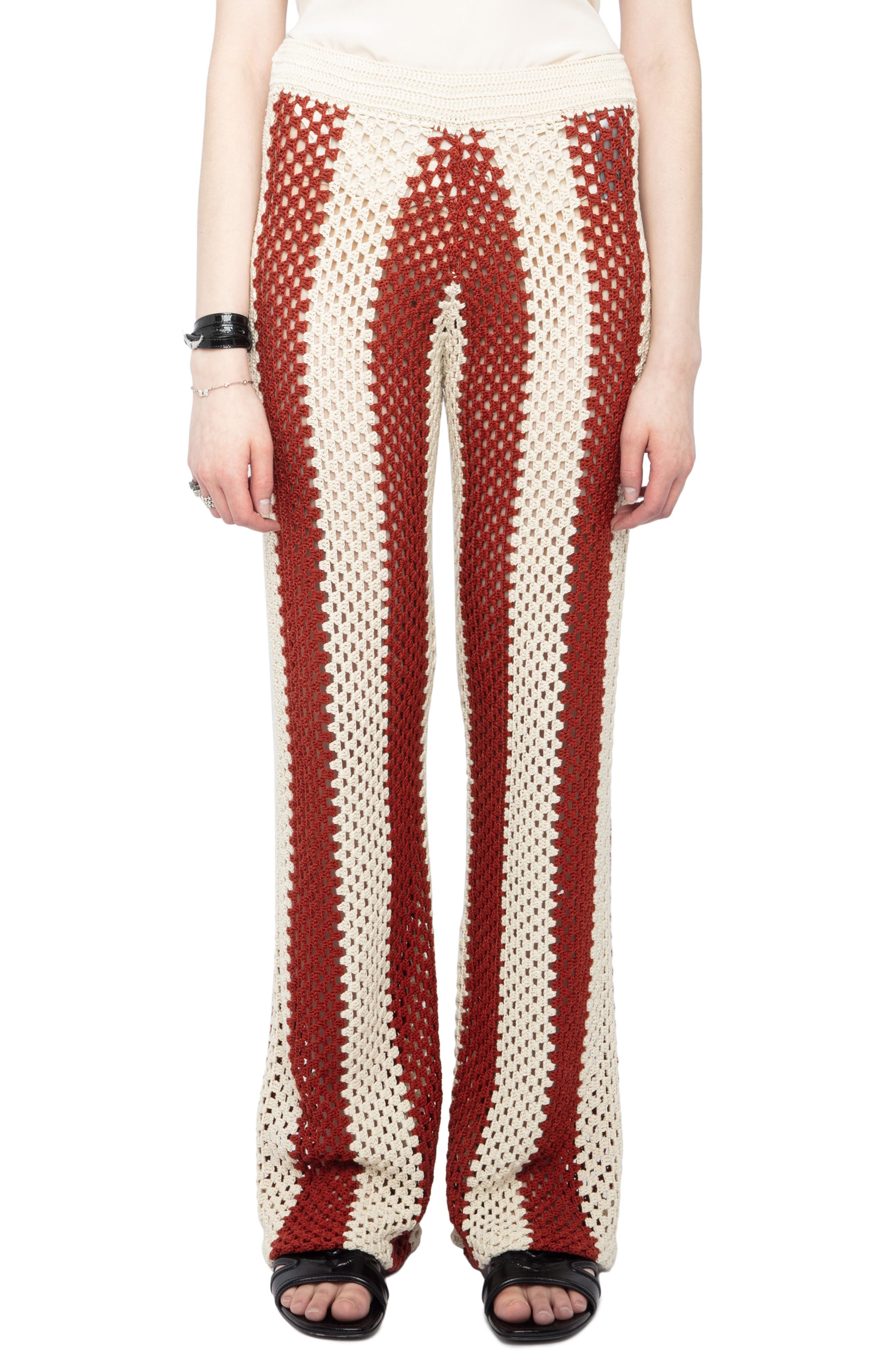 Zadig & Voltaire Pia Crochet Stripe Pants in Judo at Nordstrom - 1