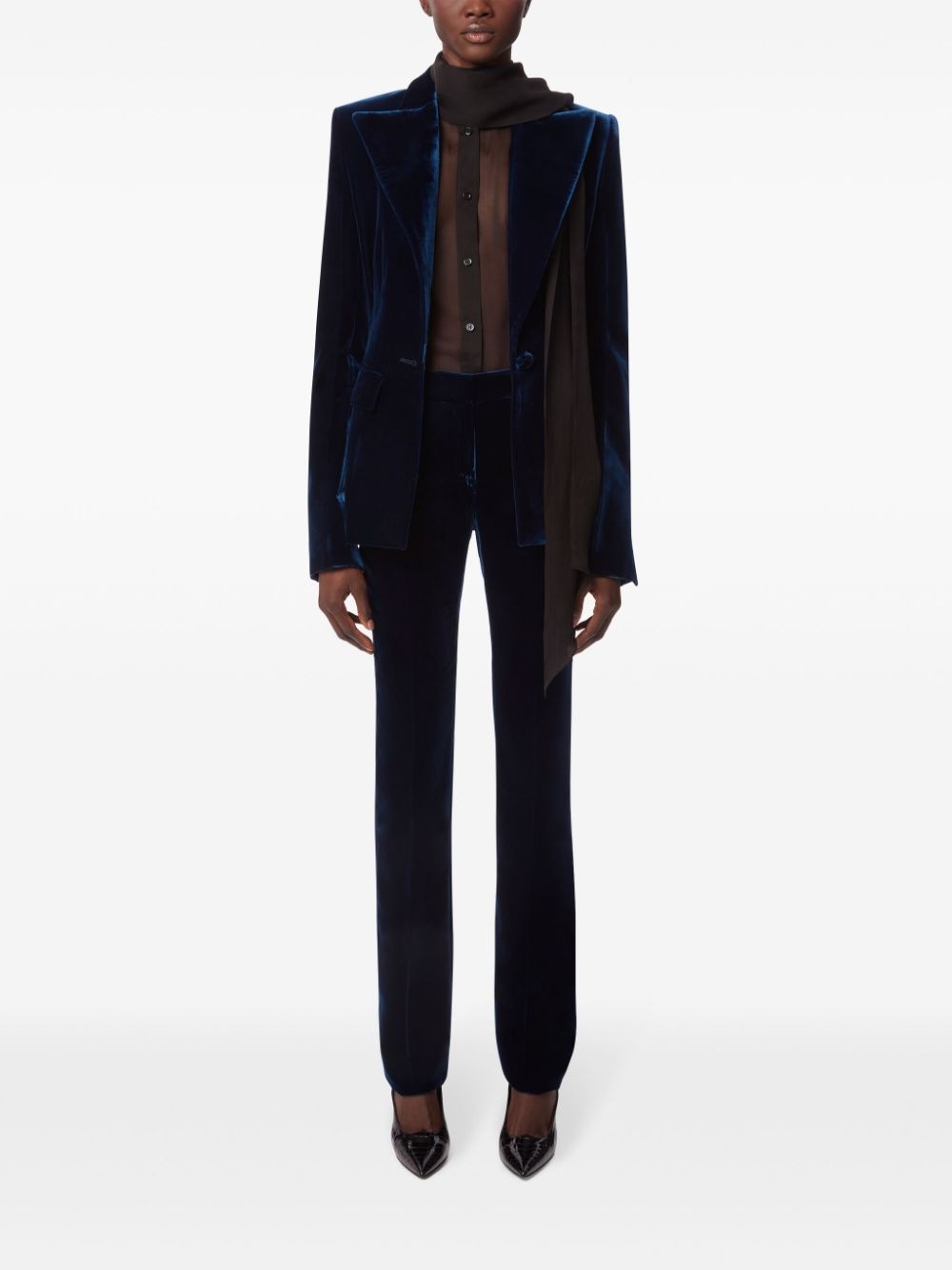 velvet single-breasted blazer - 2