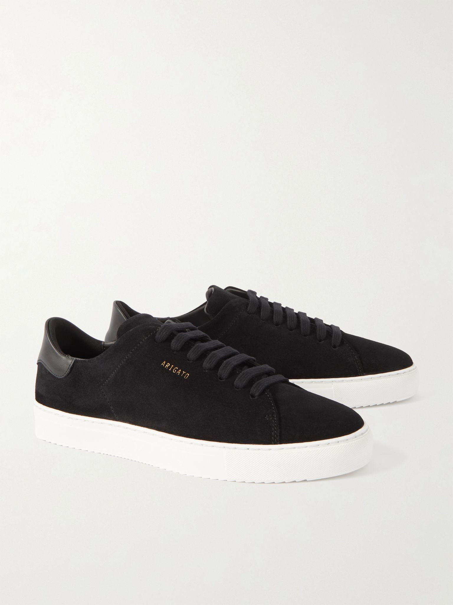 Clean 90 Leather-Trimmed Suede Sneakers Black - 4