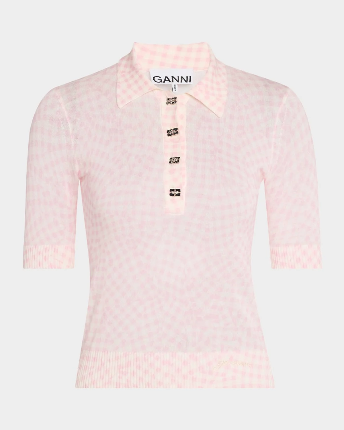 Checked Sheer Cotton-Blend Polo Shirt - 1