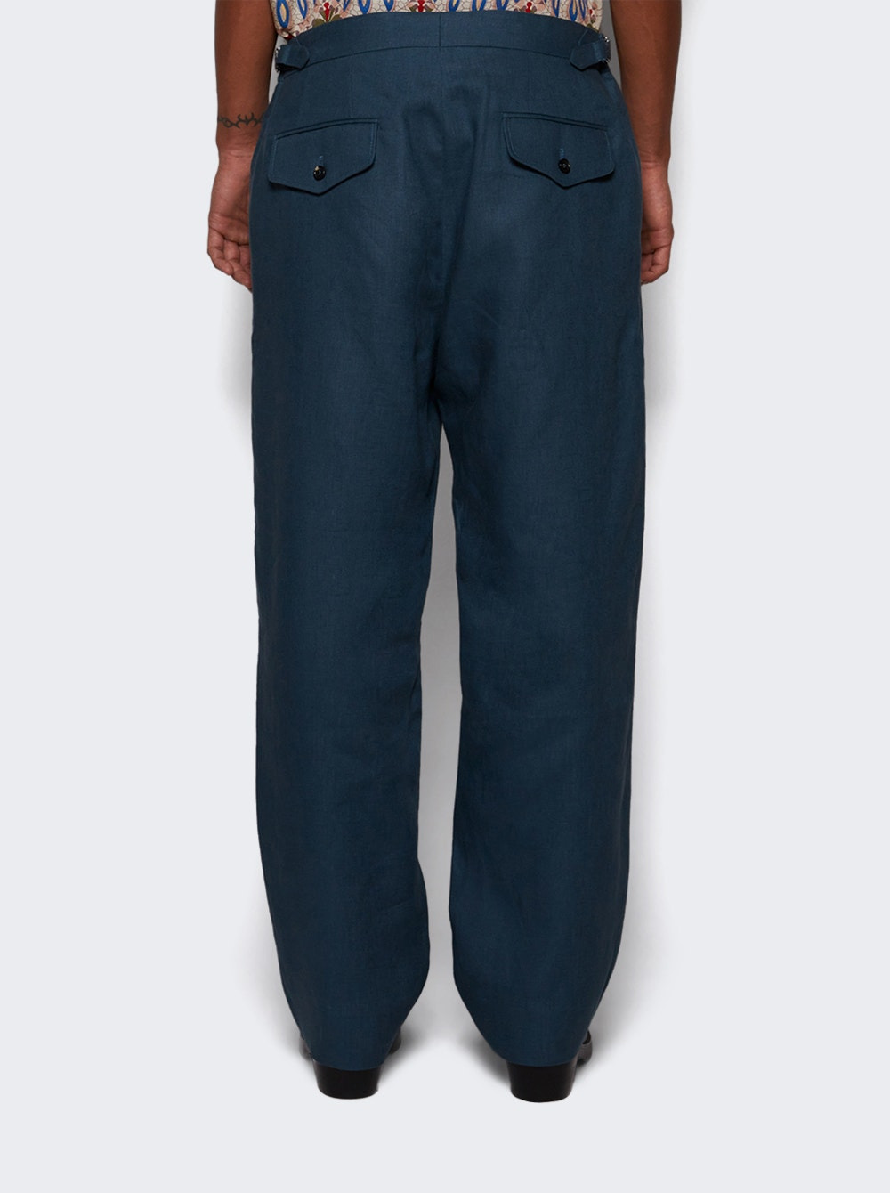 Lightweight Side Buckle Trousers Teal - 4