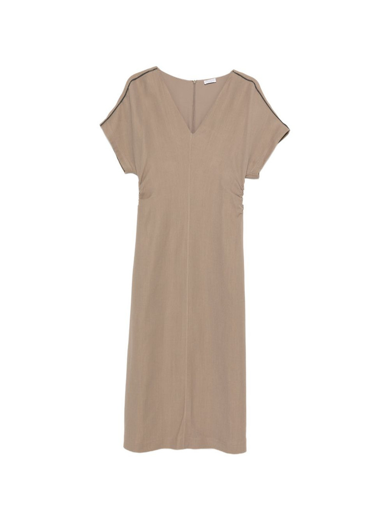 V-neck detailed midi dress 1