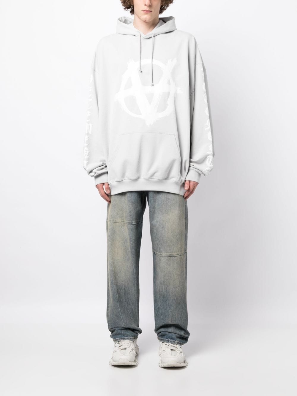 logo-print cotton hoodie - 2