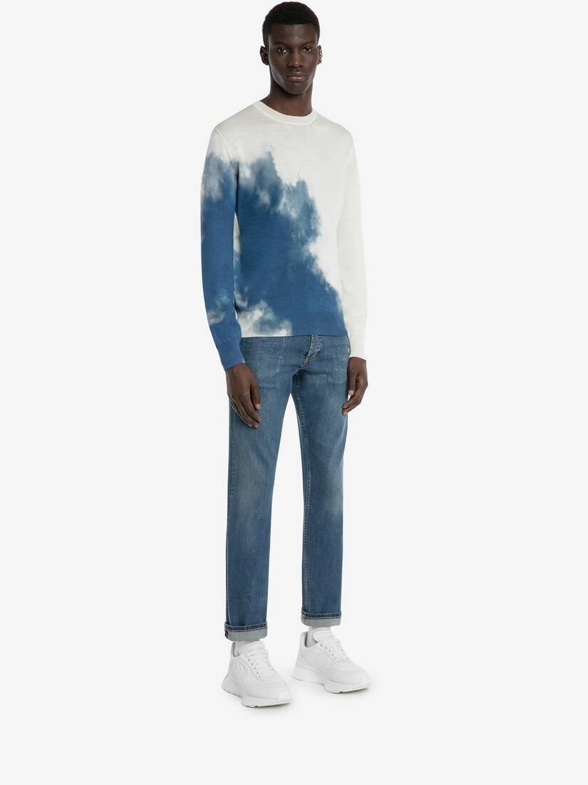Light Sky Wool Silk Jumper in Ivory/blue - 3