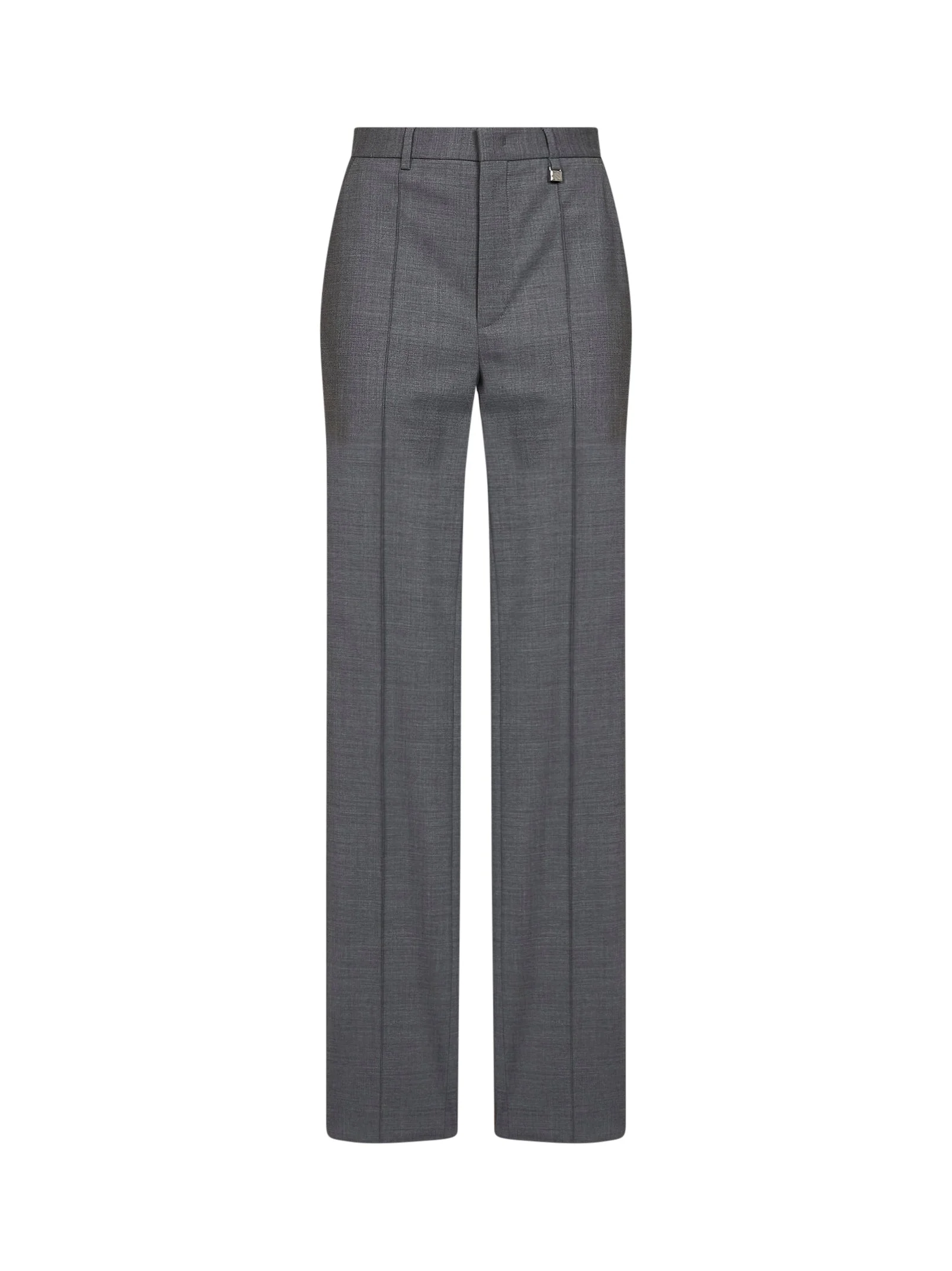Dark grey virgin wool straight-leg tailored trousers - 1