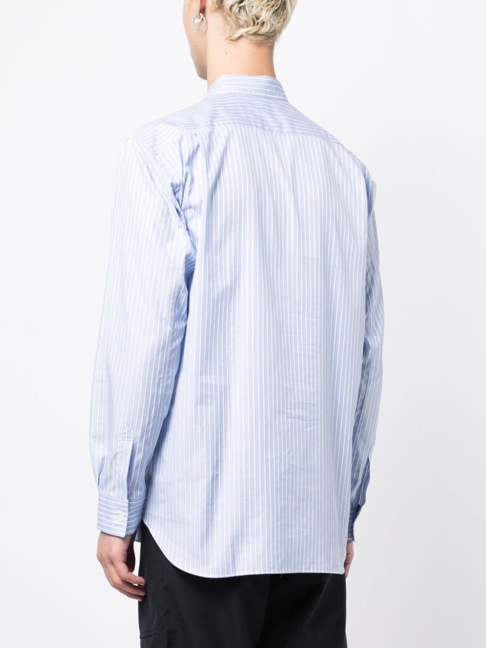 asymmetric striped panelled cotton shirt - 4