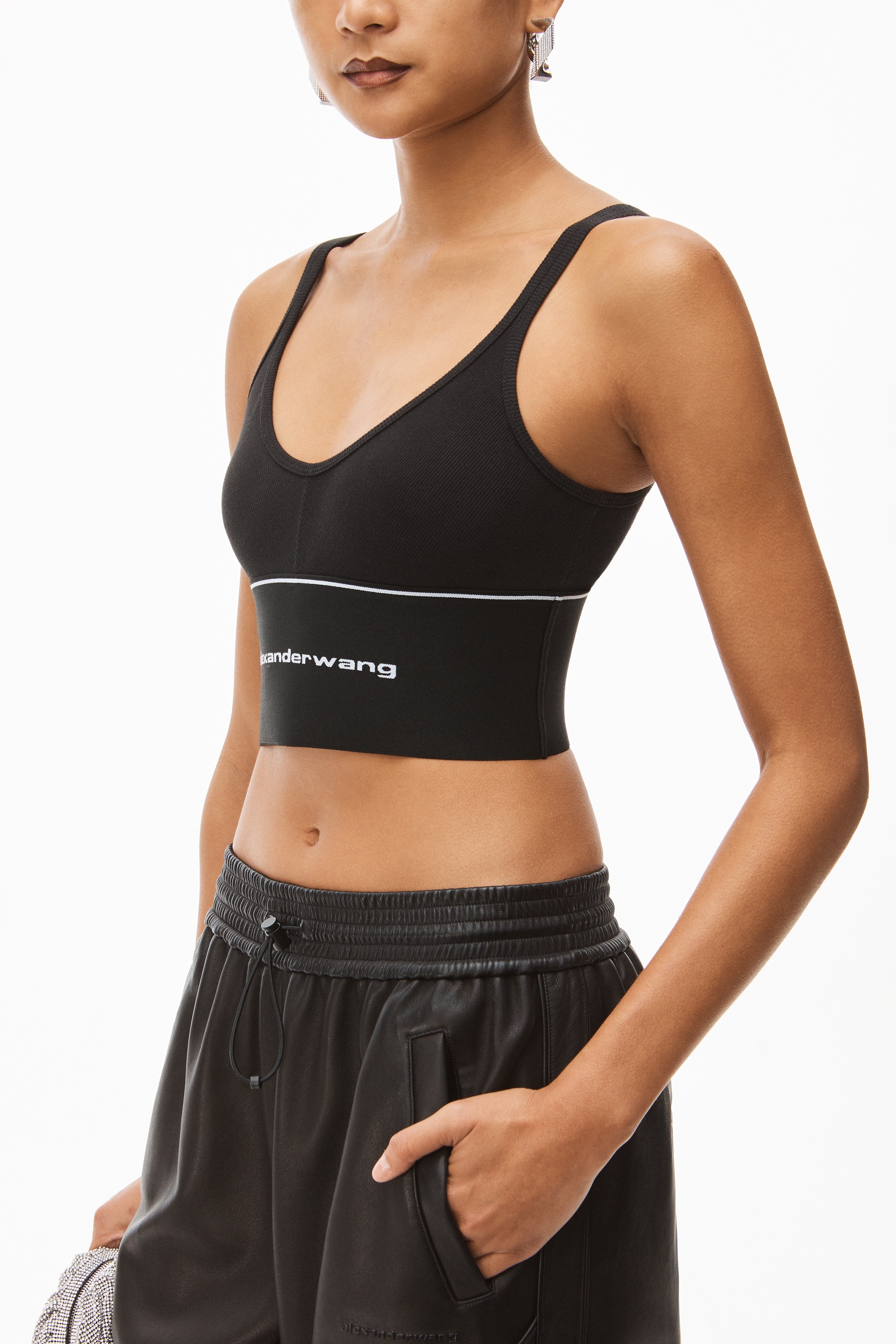 LOGO ELASTIC BRA IN RIBBED JERSEY - 8