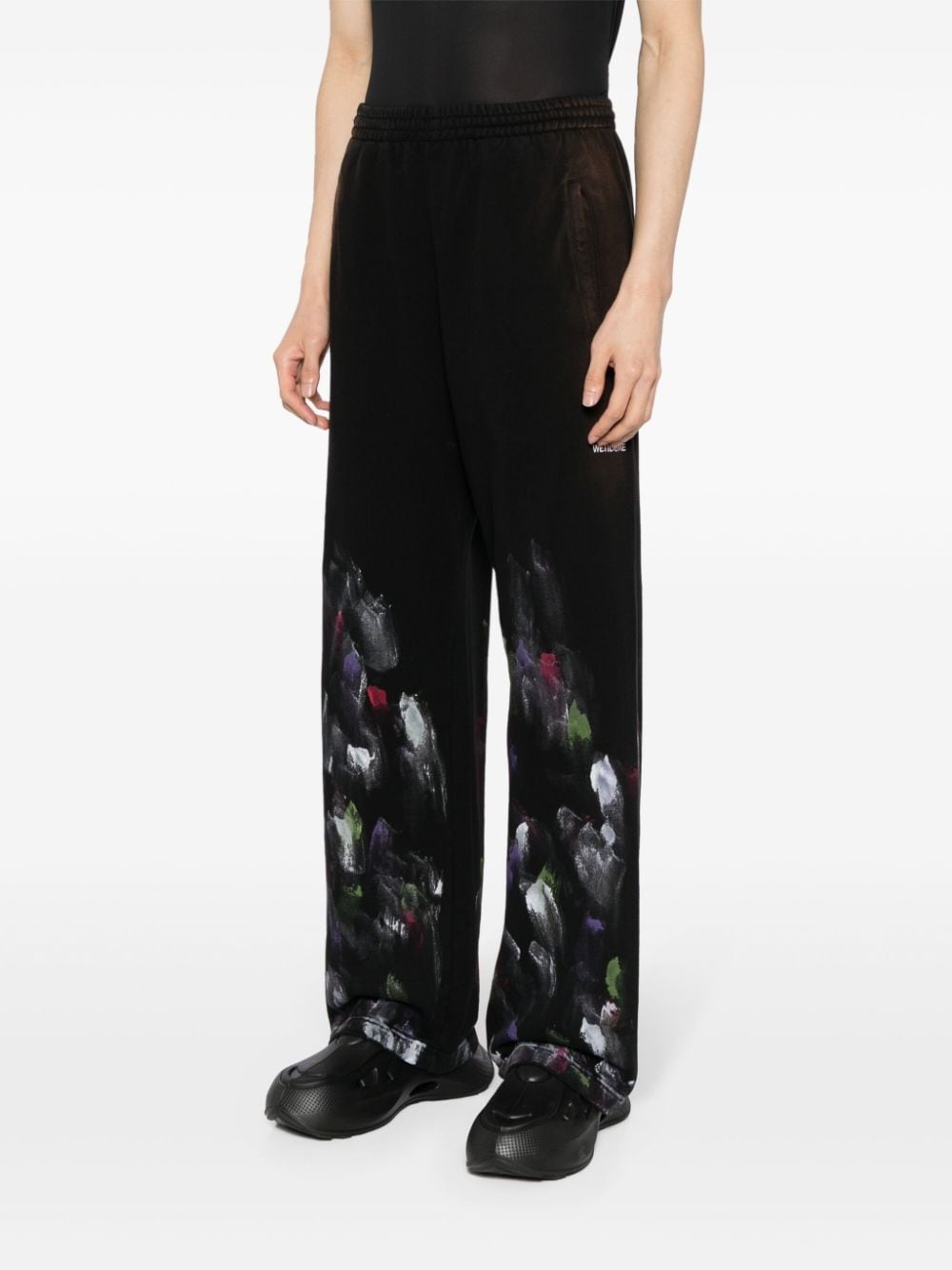 painterly-print cotton track pants - 4