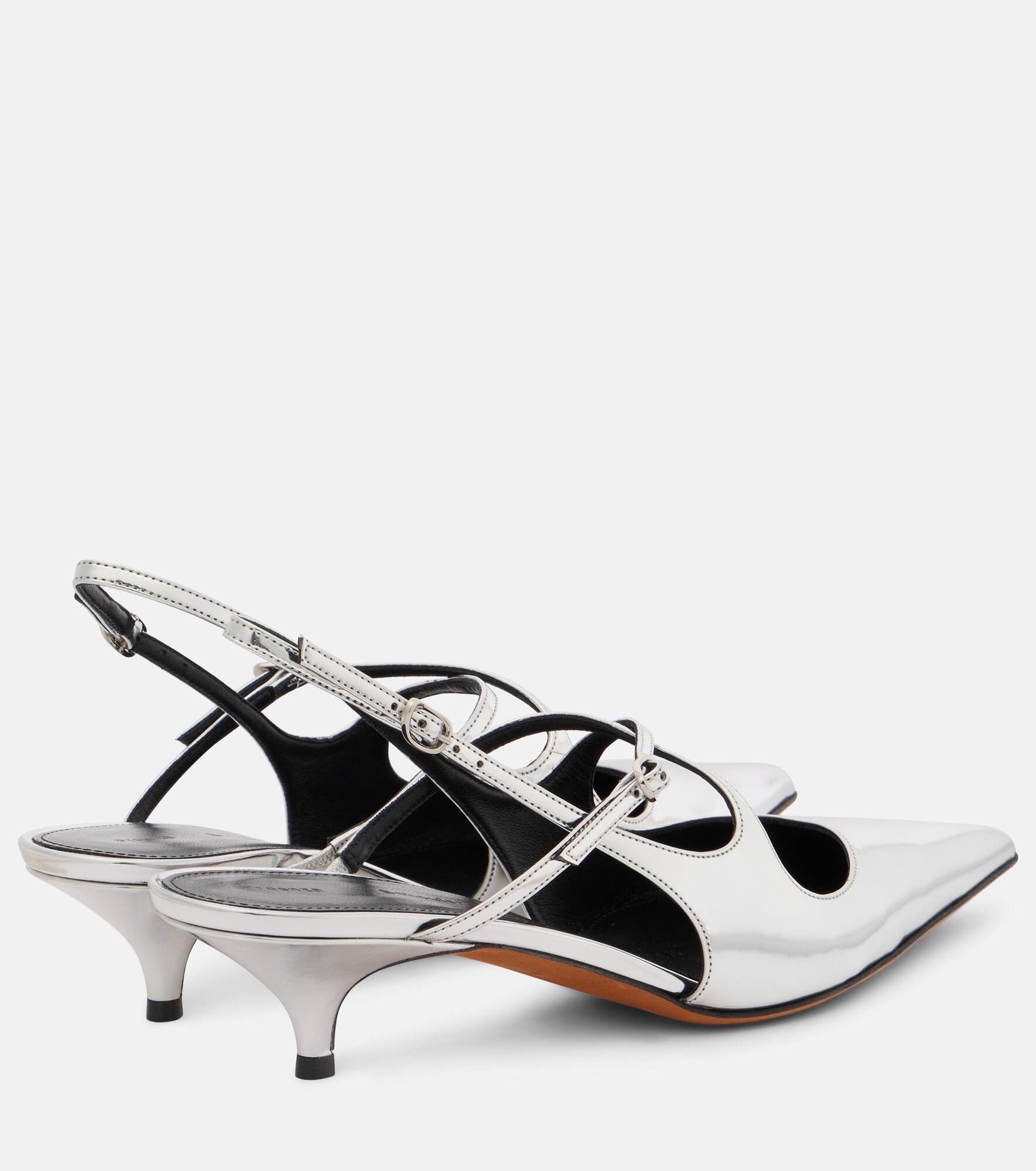 Slash 40 mirrored leather slingback pumps - 2
