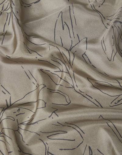 Brunello Cucinelli Silk magnolia print pongée foulard outlook