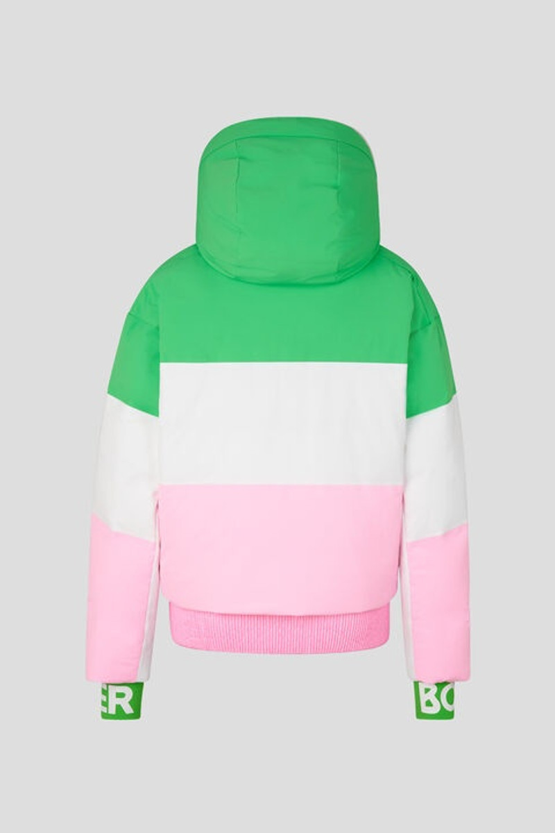 BOGNER Vila down ski jacket in Green/White/Pink outlook