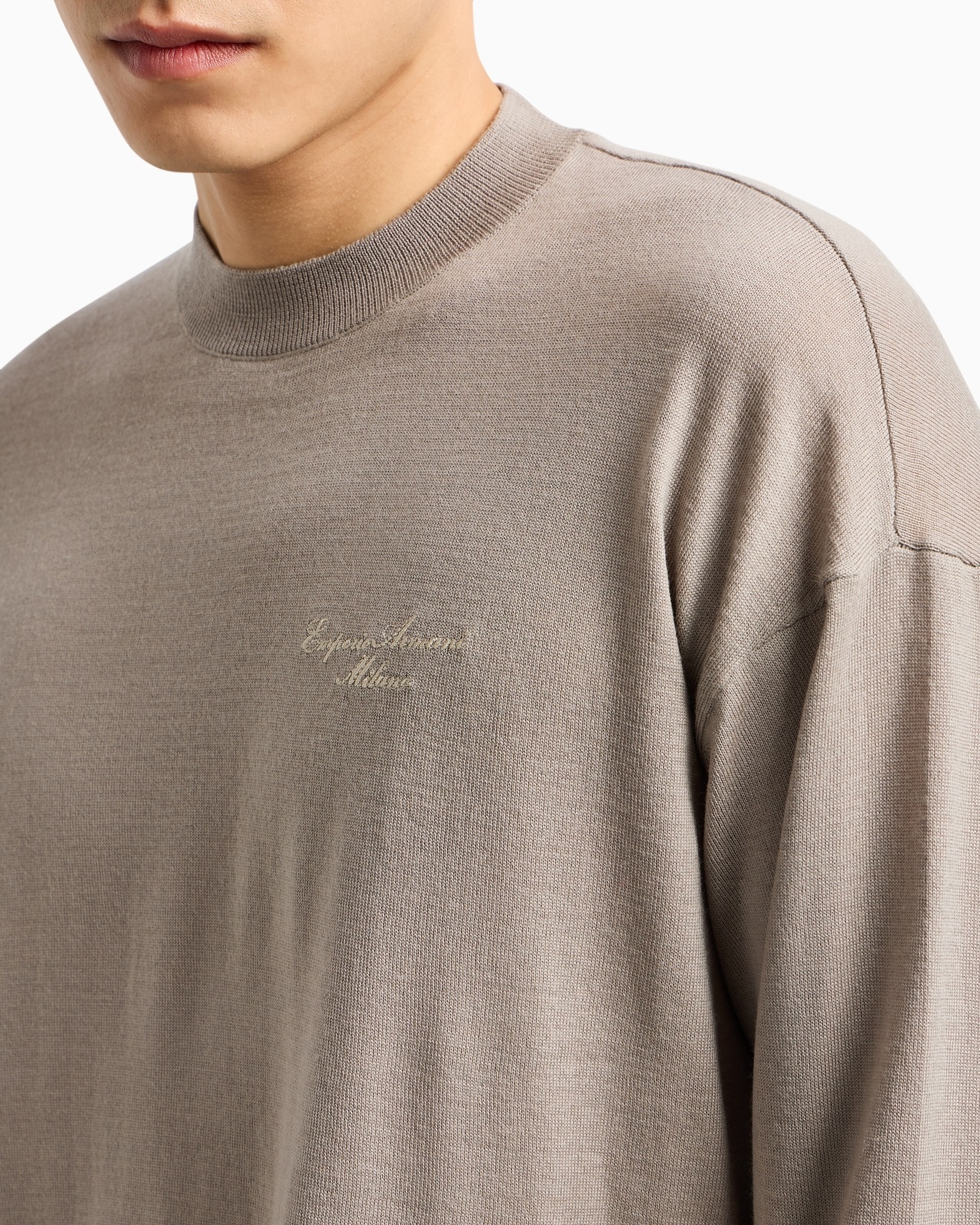 VIRGIN-WOOL PLAIN-KNIT JUMPER WITH ITALIC LOGO EMBROIDERY - 5