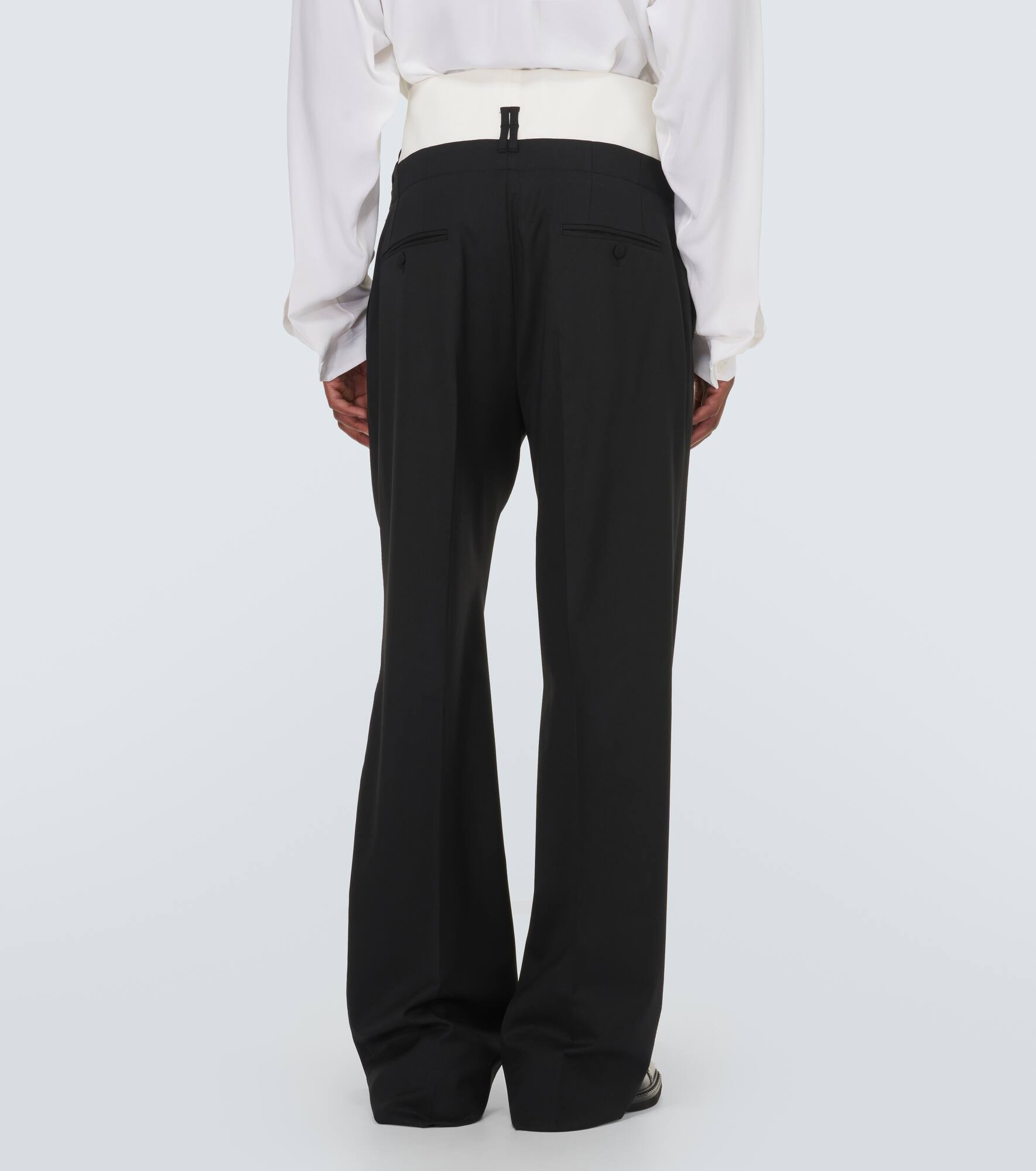 Wool-blend twill straight pants - 4