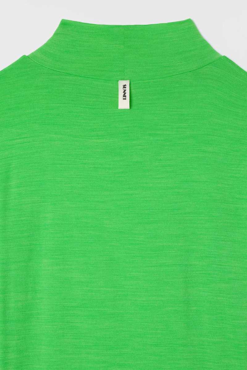 SUNNEI HIGHNECK LONGSLEEVE SHEER TOP / bright green outlook