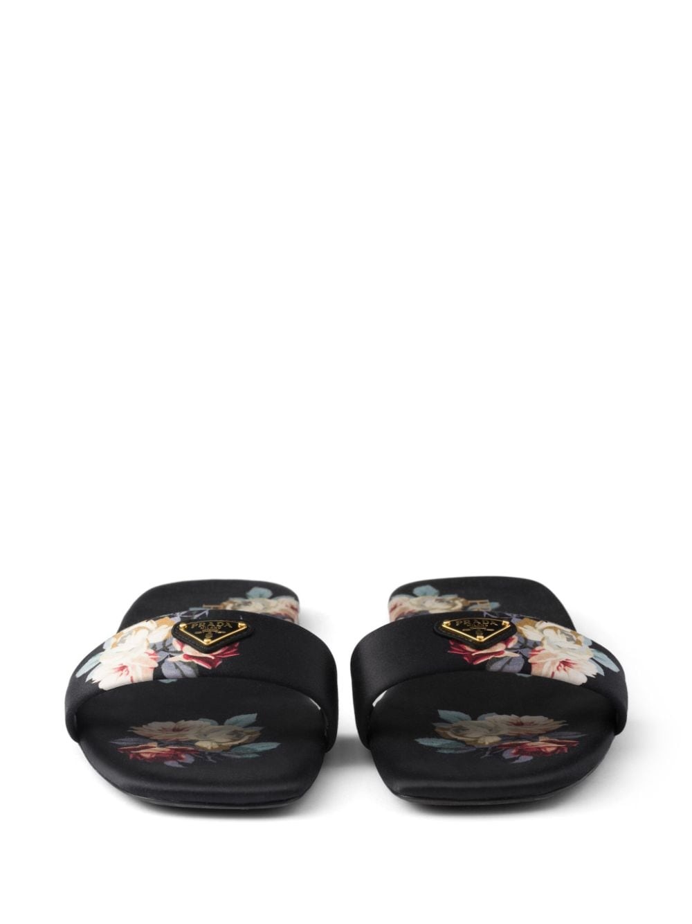 floral-print satin slides - 4