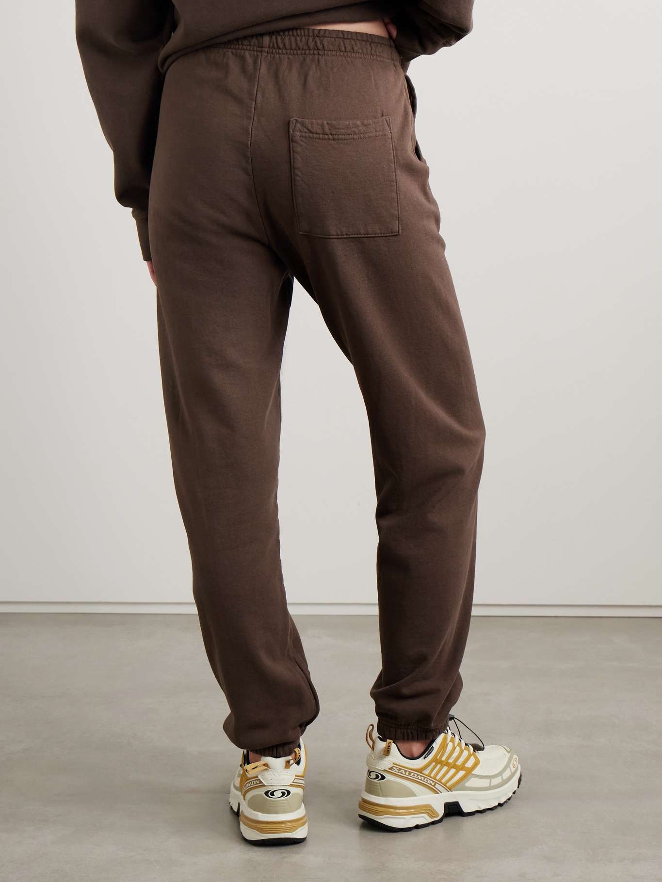 Printed cotton-jersey track pants Chocolate - 4