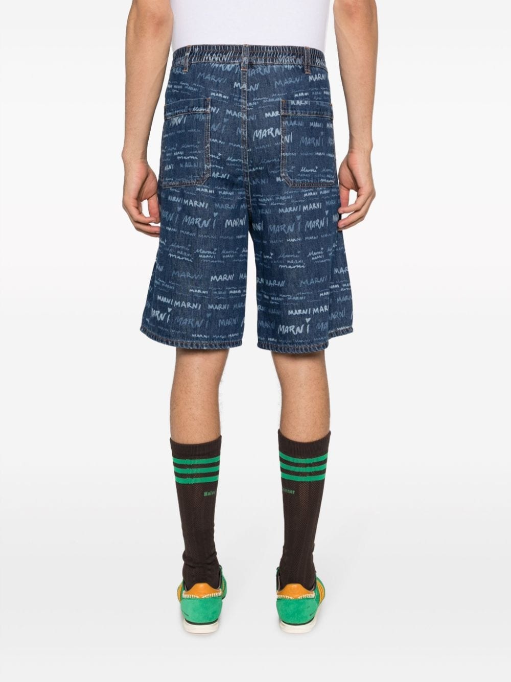 logo-print denim shorts - 4