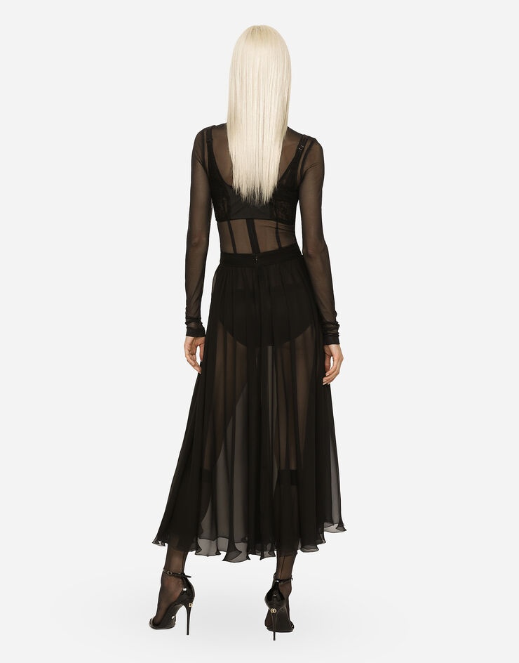 High-waisted chiffon circle skirt - 3