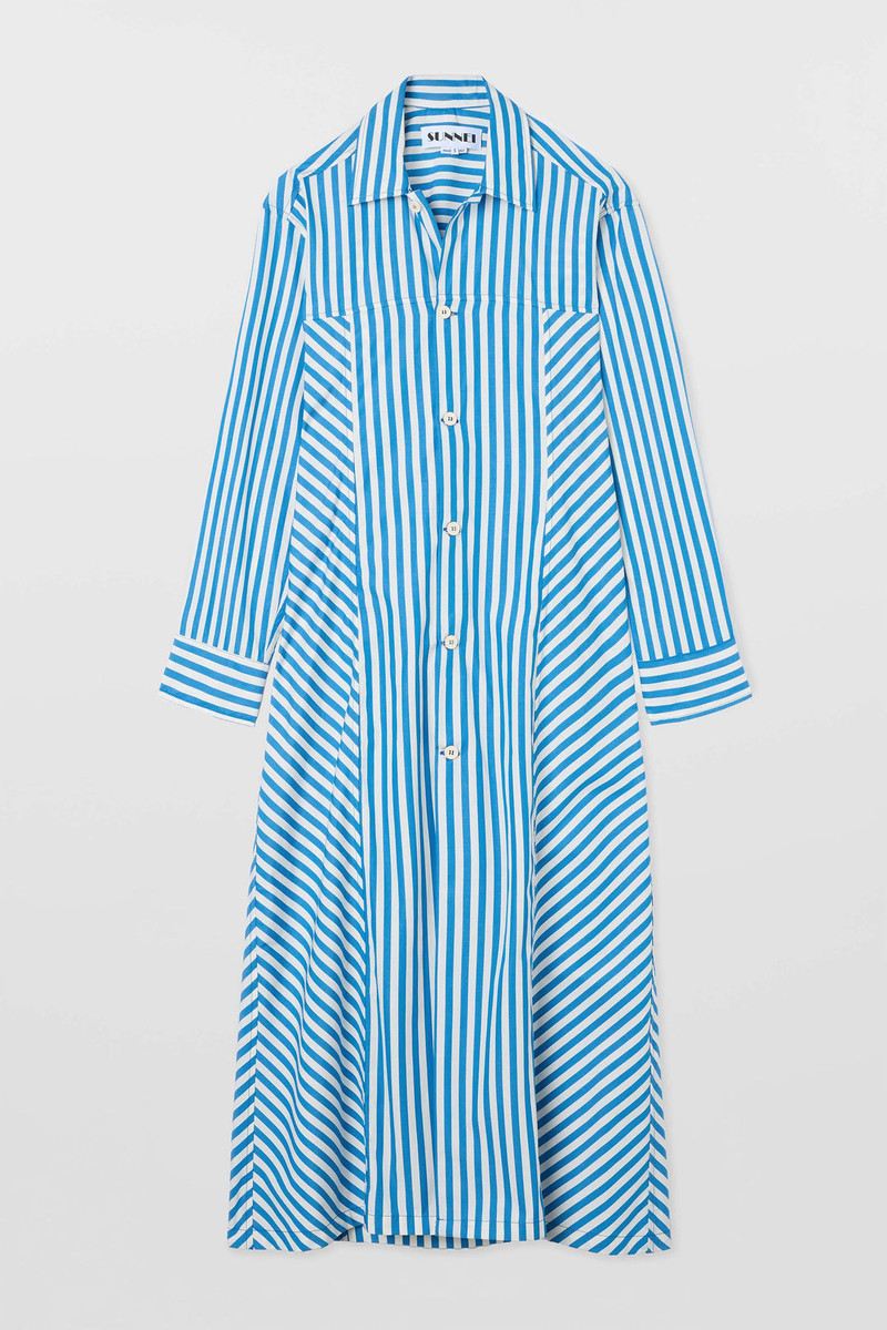 SHIRT DRESS / bluette & off white stripes 1
