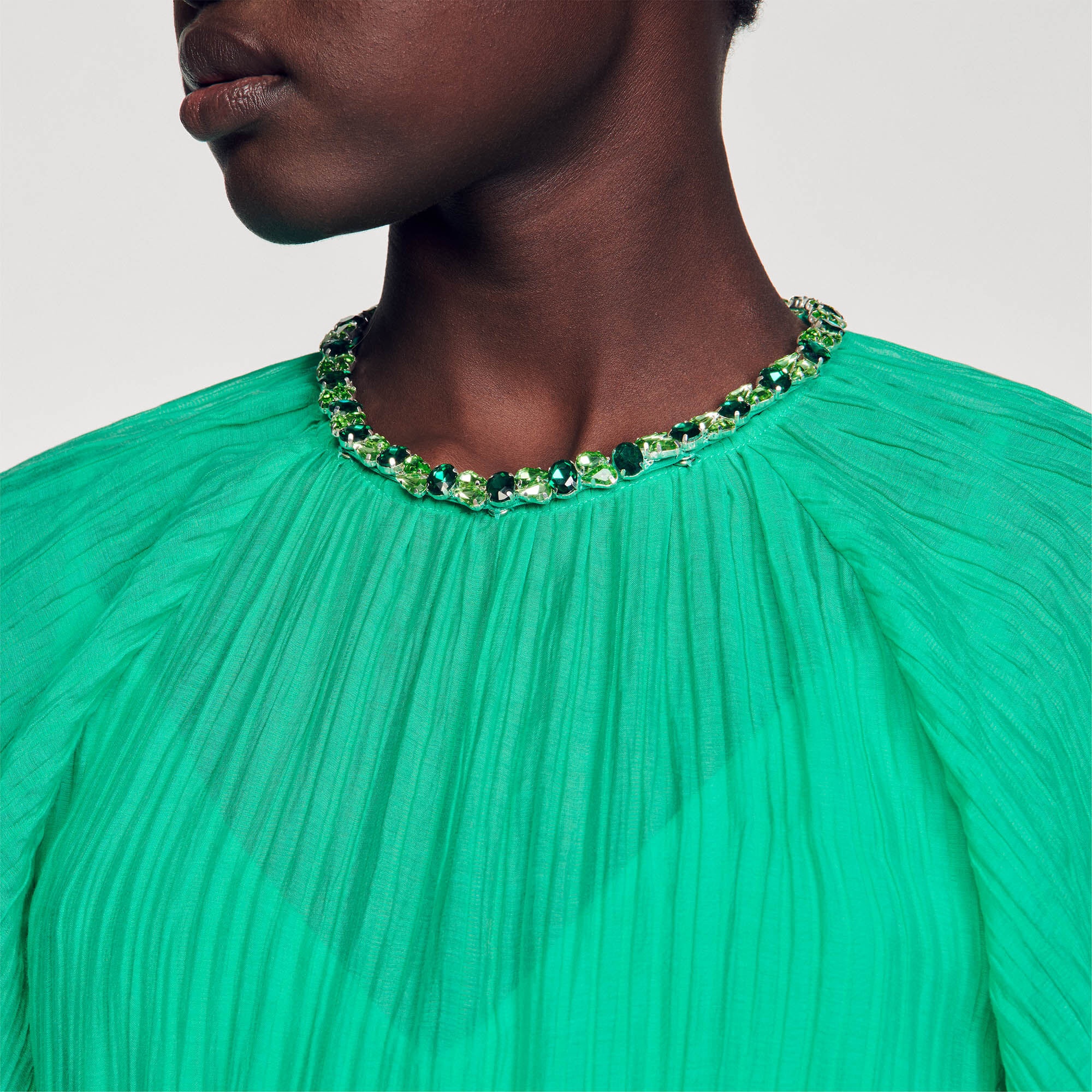MIDI DRESS WITH RHINESTONE NECK - 4