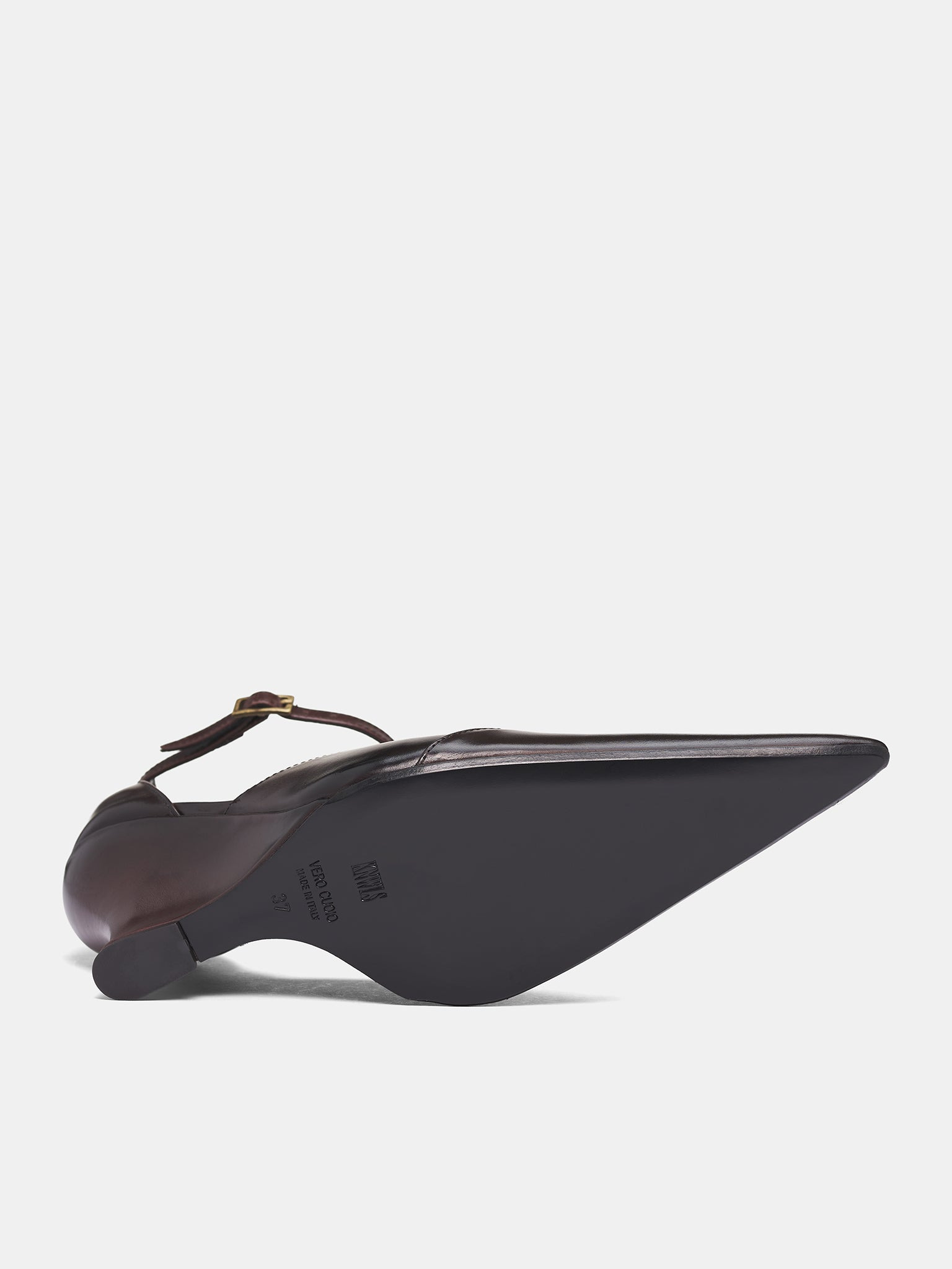 Brown Sabaton Leather Wedge Mules - 6