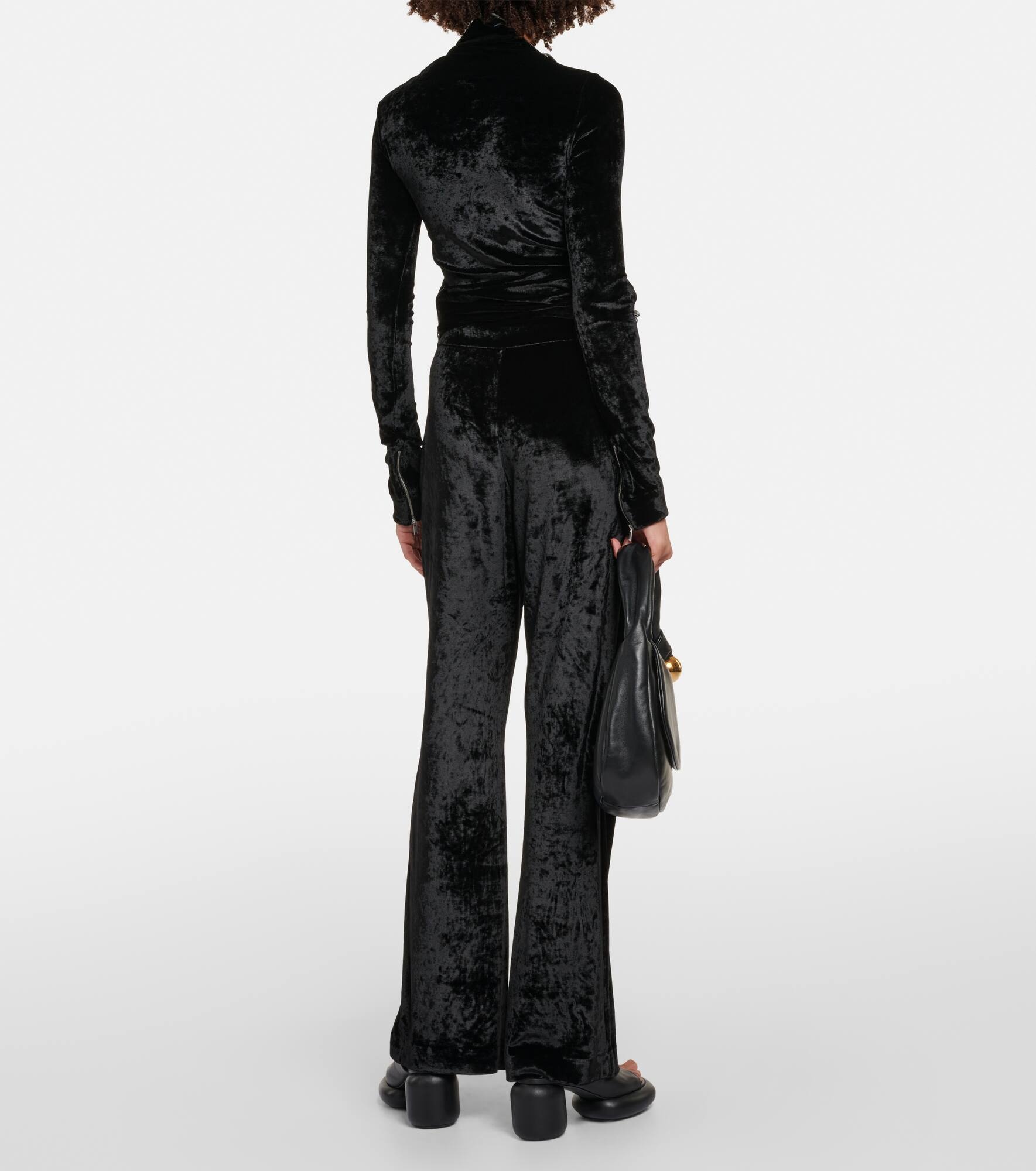 High-rise velvet wide-leg pants - 3