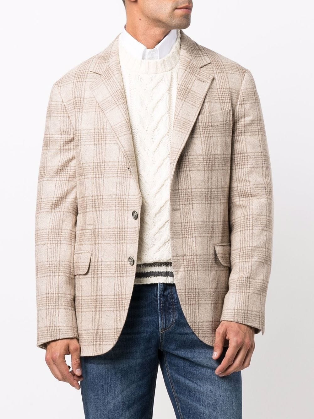 check-pattern single-breasted blazer - 2