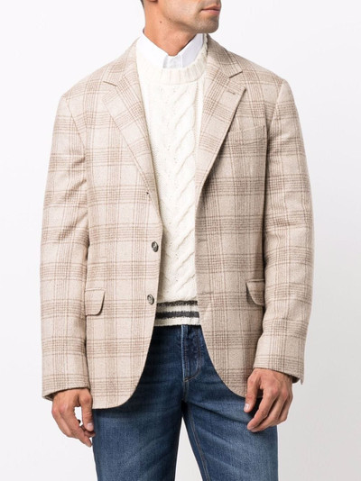 Brunello Cucinelli check-pattern single-breasted blazer outlook