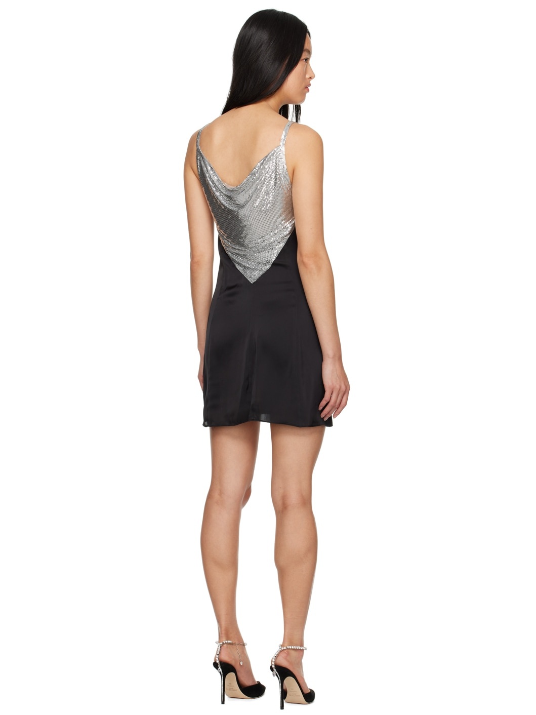 Black & Silver Paneled Minidress - 3