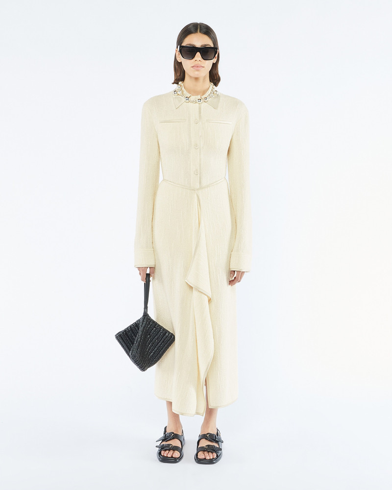 LINNEA - Textured bouclé tweed skirt - Creme 3