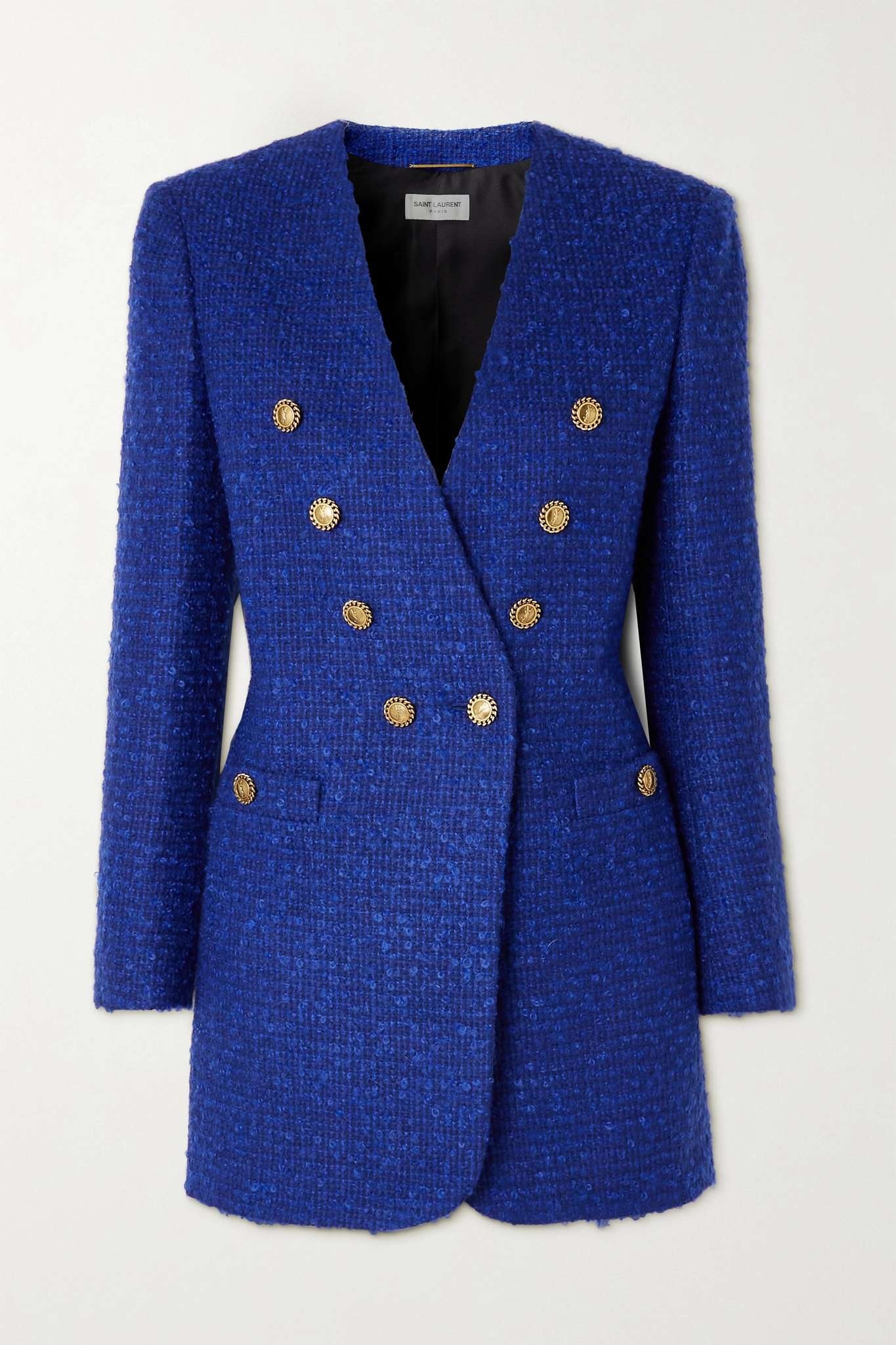 Double-breasted wool-blend tweed blazer - 1