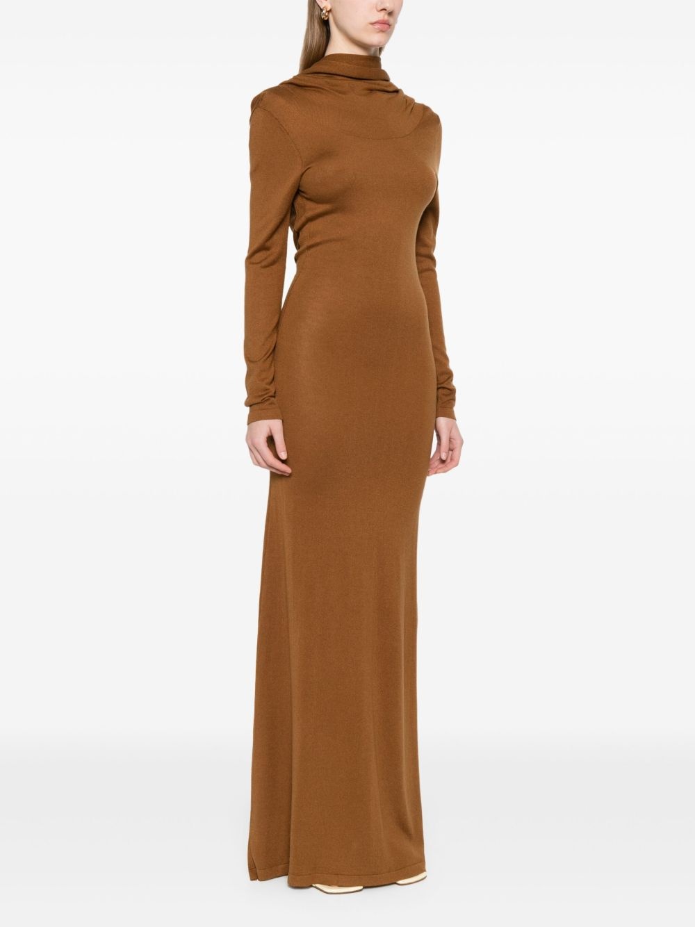 longsleeved open-back maxi dress - 3