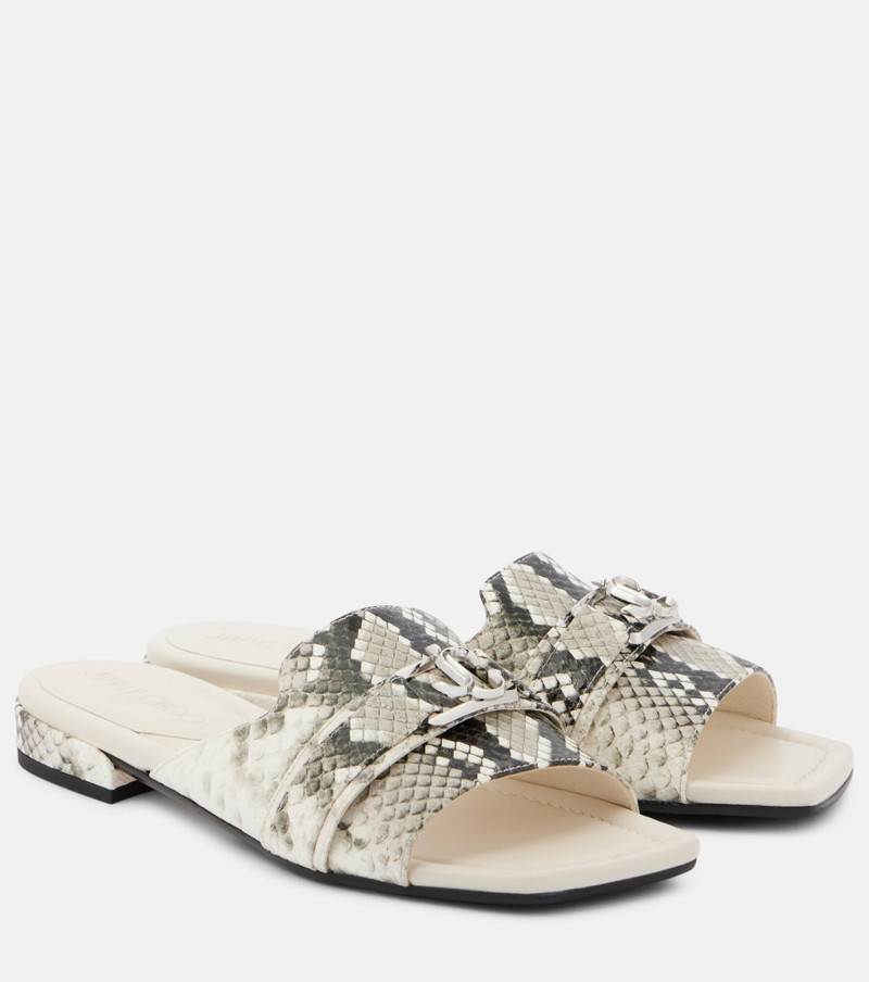 Nako snake-effect leather slides - 1