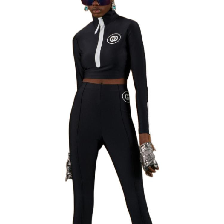 (WMNS) Gucci Sparkling Long Sleeve Track Top 'Black' 688615-XJD6D-1070 - 2