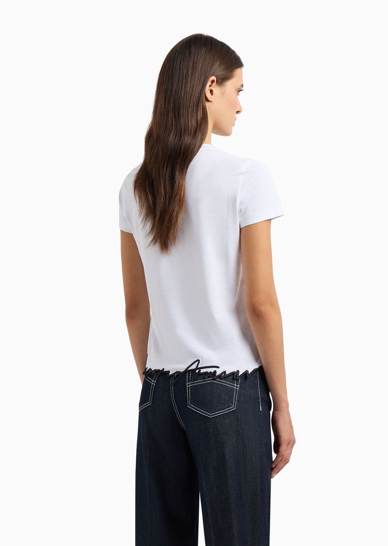 ASV organic-jersey T-shirt with embroidered shaped hem 3