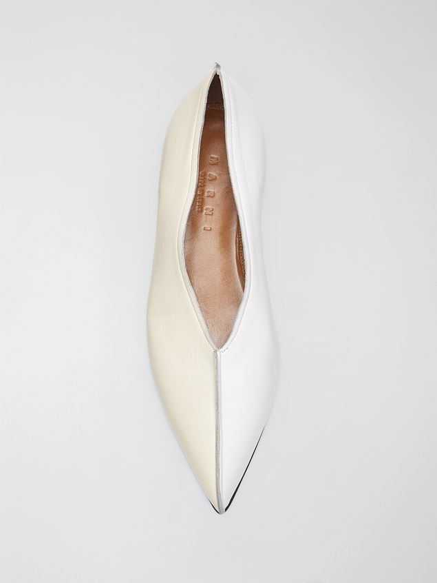 POINTED TOE BALLERINA IN SOFT TWO-TONE NAPPA LEATHER - 4