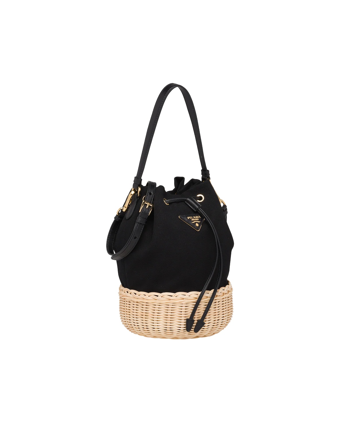 Wicker and canvas shoulder bag - 3