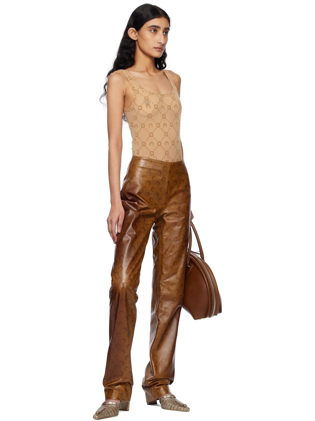 Beige Recycled Mesh Flock Bodysuit - 5