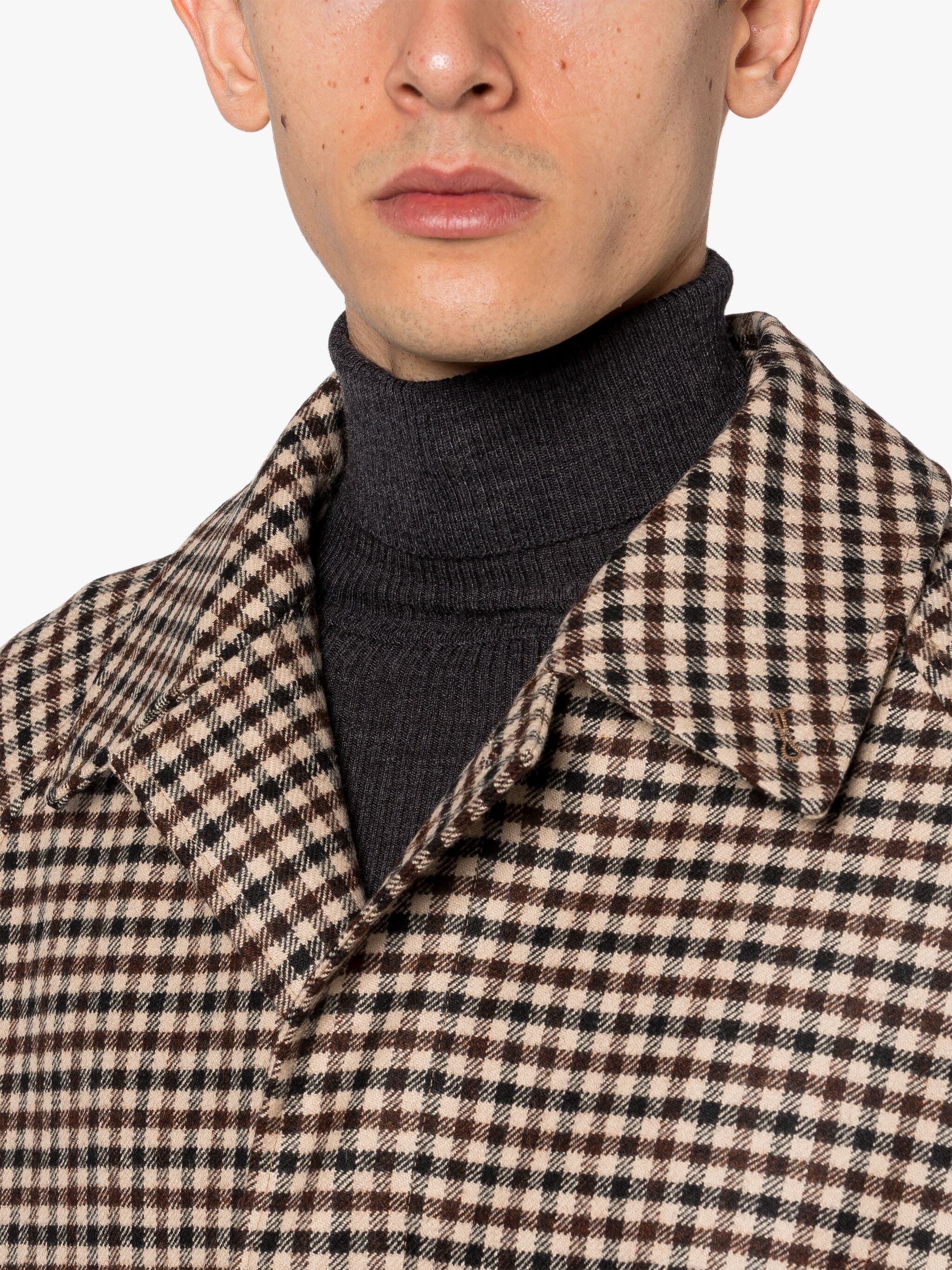 BELFORD BROWN SHEPHERD CHECK WOOL BALMACAAN COAT - 6