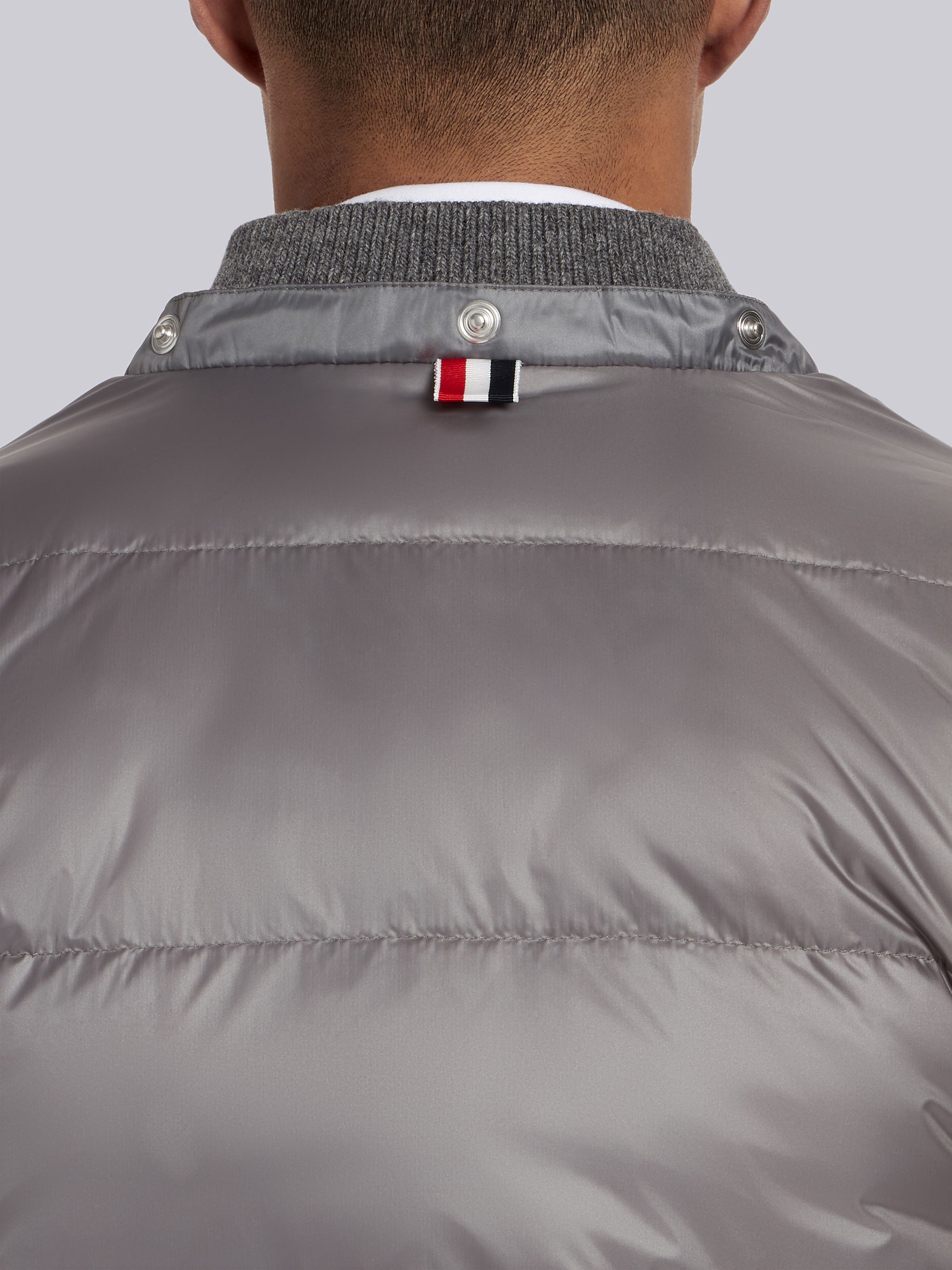 Medium Grey Matte Nylon 4-Bar Down Coat - 6