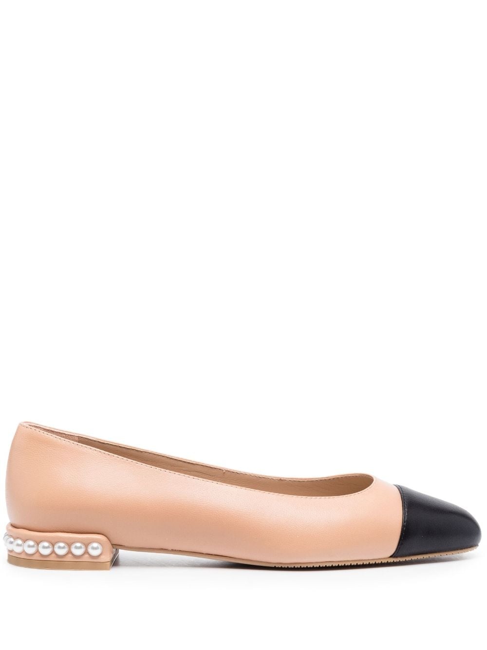 Pearl contrasting-toecap ballerina shoes - 1