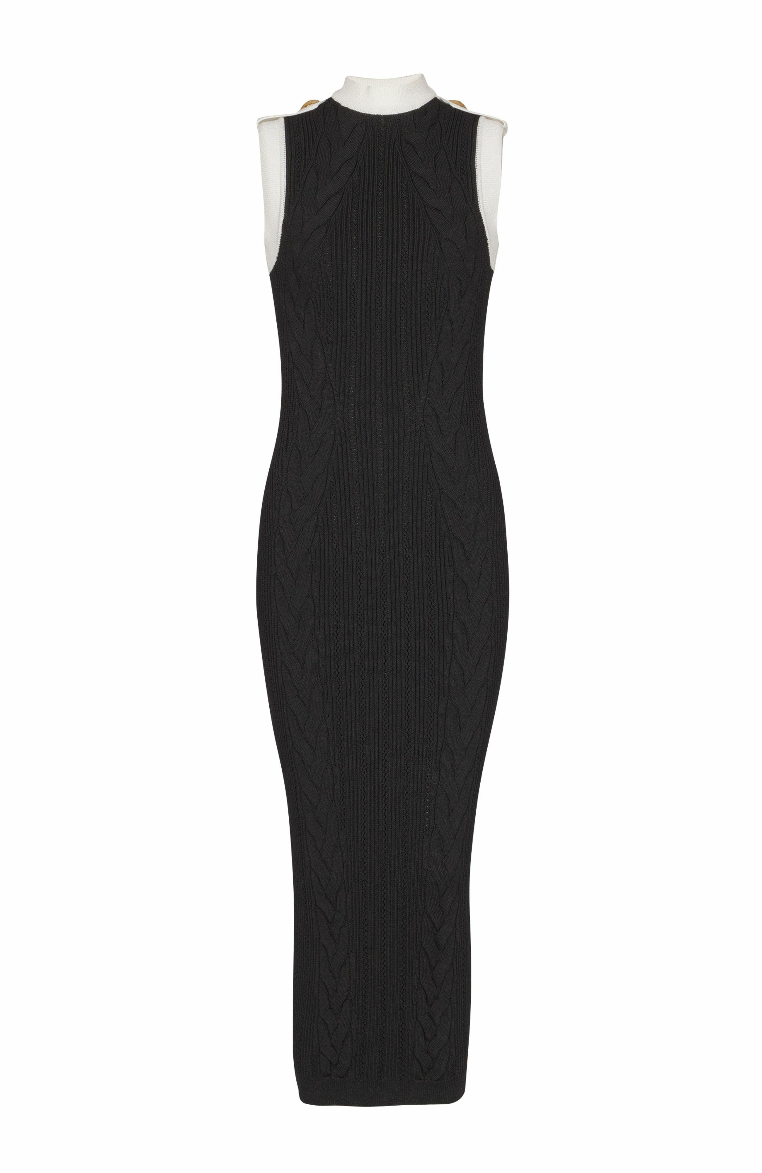 Balmain Long two-tone cable-knit dress in Black at Nordstrom - 5